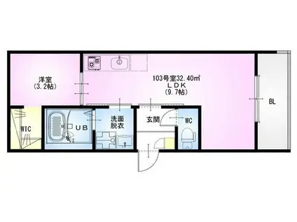 REGALEST 土呂 プレミアム(1LDK/1階)の間取り写真