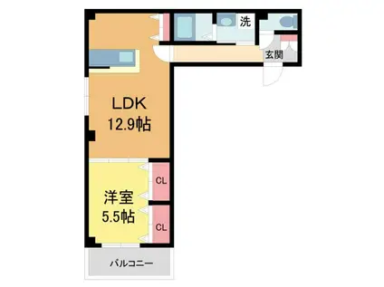 SOLITAIRE ASHIYA NISHI(1LDK/2階)の間取り写真