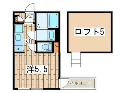 ヨコハマフォーチュンクッキー(1K/2階)の間取り写真