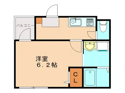 アイランドヴィラ箱崎(1K/2階)の間取り写真