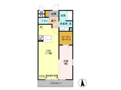 プランドール幸房参番館(1LDK/2階)の間取り写真