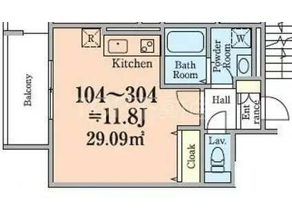 MOCXION稲毛小仲台(1K/3階)の間取り写真