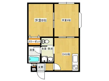 Α.NEXT常総第8弐番館(2DK/2階)の間取り写真