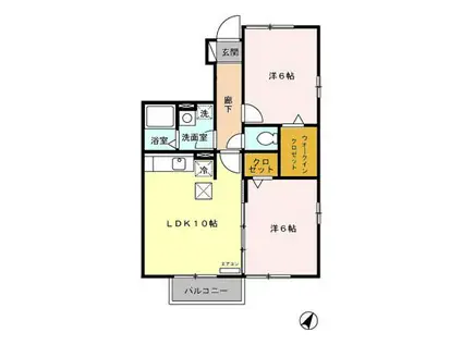 JR常磐線 植田駅(福島) 徒歩8分 2階建 築20年(2LDK/1階)の間取り写真
