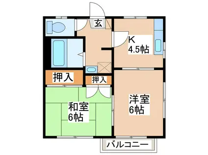 シャトー富里(2K/2階)の間取り写真