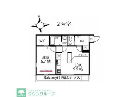 ハーミットクラブハウス トゥギャザー ソフィア横浜三ツ境駅前(1LDK/1階)の間取り写真