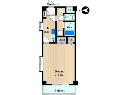 サントレノマチ(1K/4階)の間取り写真