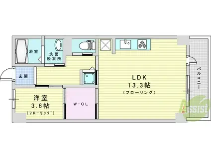 MCOURT南方(1LDK/2階)の間取り写真