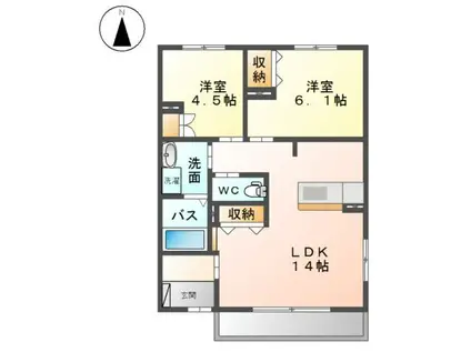 プリモアモーレ(2LDK/1階)の間取り写真