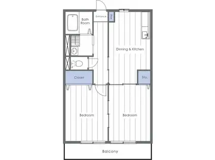 フィオーレ(2DK/1階)の間取り写真