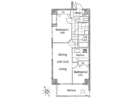 SUITES定期(2LDK/2階)の間取り写真