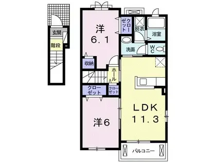 アトレ牛津(2LDK/2階)の間取り写真