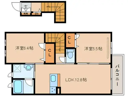 サンフォレスト菅原(2LDK/2階)の間取り写真