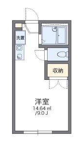 レオパレスウエストRIVER(ワンルーム/2階)の間取り写真