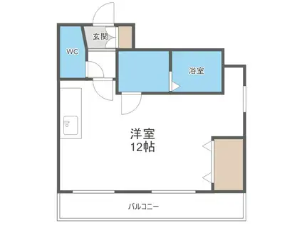 ヒルズ本通(ワンルーム/2階)の間取り写真