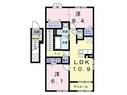 ディーテラス I(2LDK/2階)の間取り写真