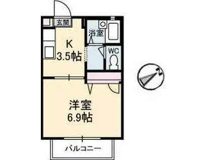 ジュネス望(1K/2階)の間取り写真