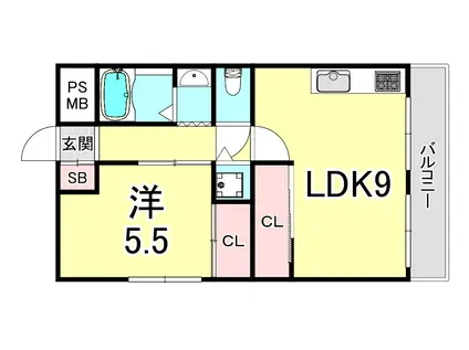 パインヒル向陽(1LDK/3階)の間取り写真