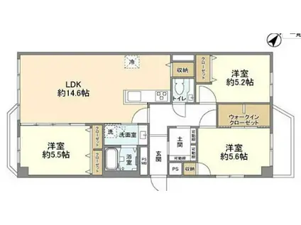 トーア余丁町マンション(3LDK/2階)の間取り写真