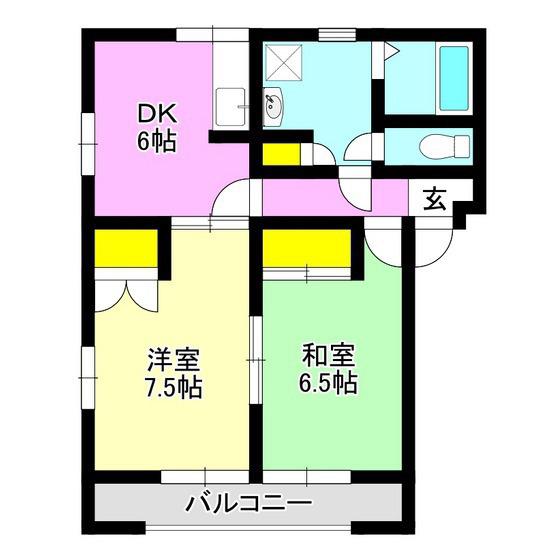 広瀬ハイツ3号館(2DK/2階)の間取り写真