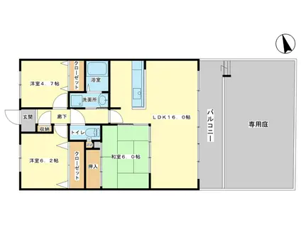 エスパシオ西庄(3LDK/1階)の間取り写真