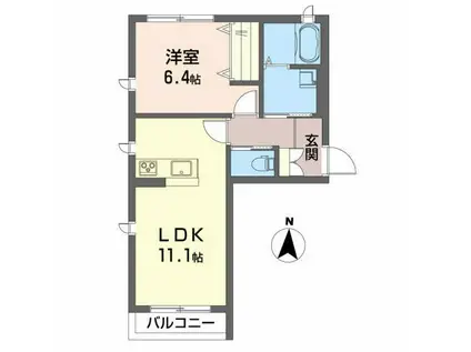 ベル・ニュアンス(1LDK/1階)の間取り写真