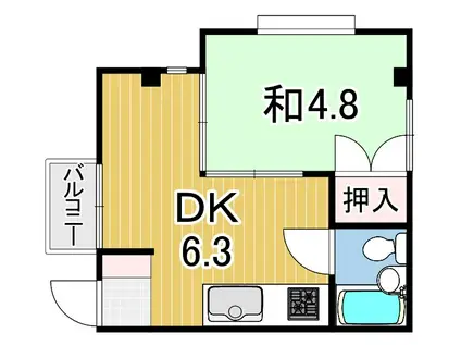ジョンメゾン山田2(1DK/2階)の間取り写真