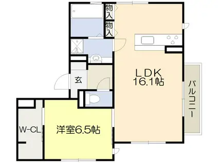 グリュック片山(1LDK/2階)の間取り写真