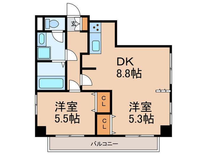 WISTERIA社台L・H(2DK/3階)の間取り写真