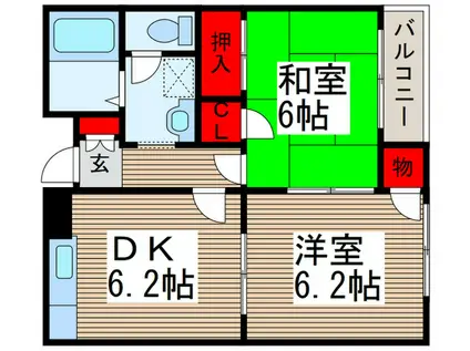 第二サンハイツコイヌマ(2DK/1階)の間取り写真