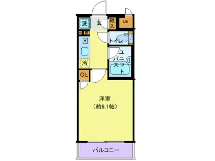 アヴァンツァーレ高輪(1K/5階)の間取り写真