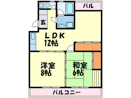 横手ビル(3DK/4階)の間取り写真