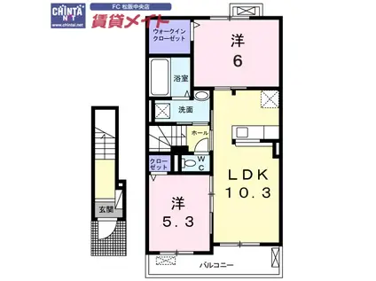 ブルゴーニュ(2LDK/2階)の間取り写真