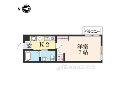サンクトスコート京都駅北(1K/2階)の間取り写真