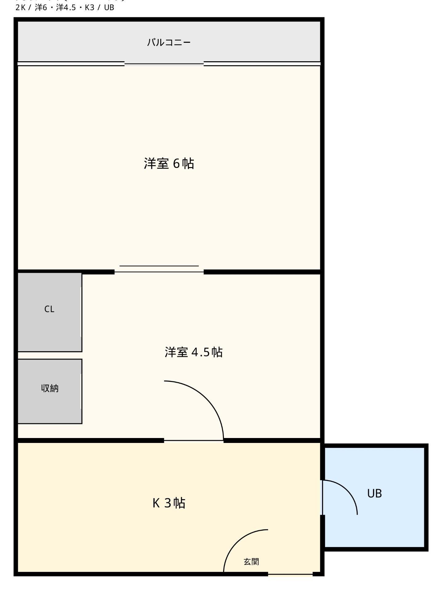 ブルースカイハイツ田井(2K/2階)の間取り写真