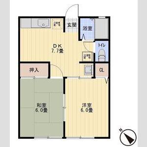 コスモス(2DK/1階)の間取り写真