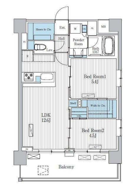 TERRA蚕糸の森(2LDK/10階)の間取り写真