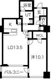 アルグラッドザ・タワー心斎橋(1LDK/32階)の間取り写真