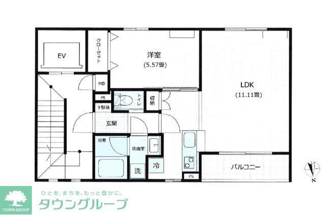 MUSICA FLORA(1LDK/2階)の間取り写真
