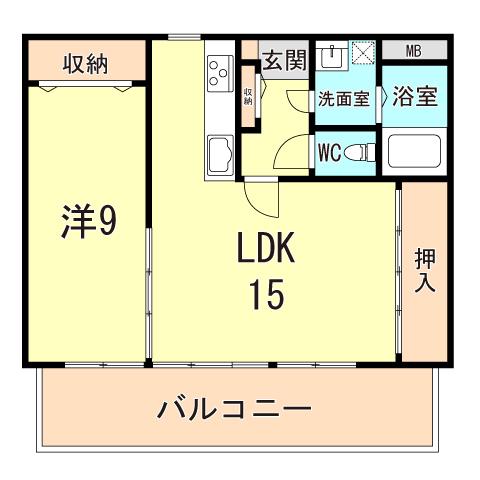 ベルイルモ塩屋(1LDK/3階)の間取り写真