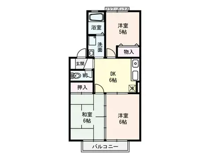 シャルマン横小路(3DK/2階)の間取り写真