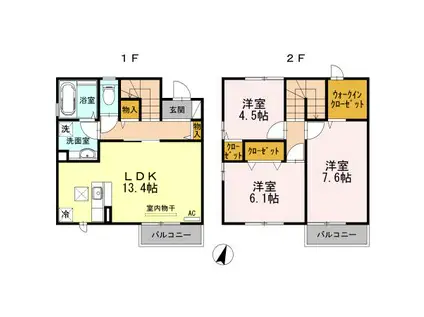 アンジュ(3LDK/1階)の間取り写真