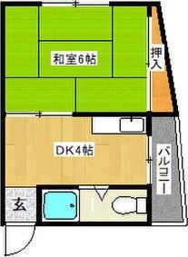 リバーサイドマンション(1DK/5階)の間取り写真