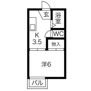 ファミールハイツ D(1K/2階)の間取り写真