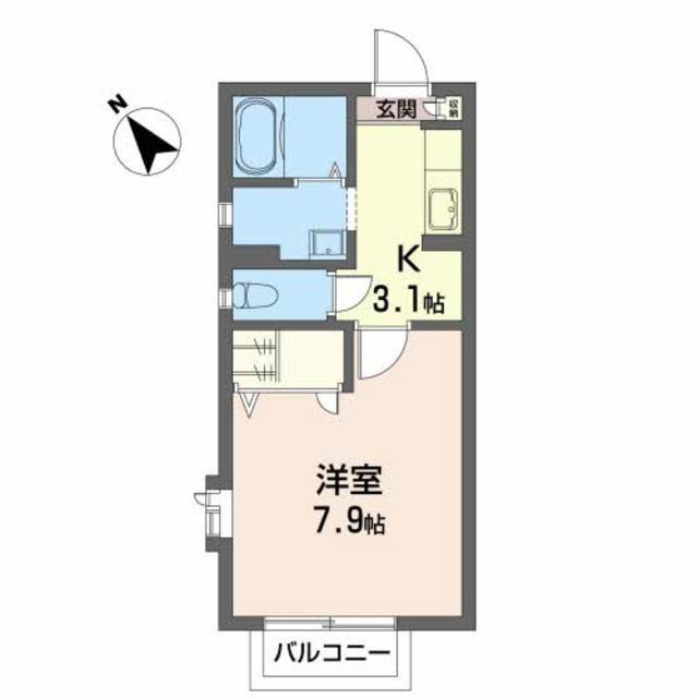 ジュネス国見(1K/2階)の間取り写真