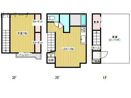 シャルマン(1LDK/2階)の間取り写真