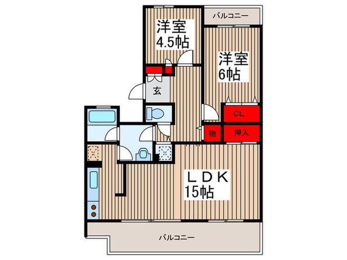 セレーノ大宮D棟(2LDK/4階)の間取り写真