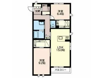 PALACE O-BELLS A棟(1K/2階)の間取り写真