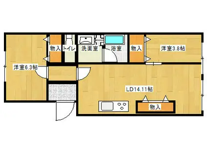 リフォーム物件(1SLDK/3階)の間取り写真