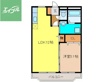 ヌーベルシェトワIII(1LDK/1階)の間取り写真